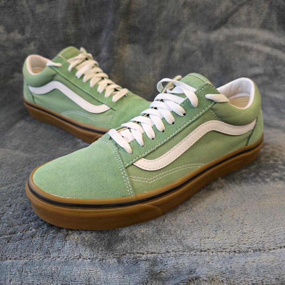 Vans Old Skool Basil Gum Green Suede Low Top Sneakers Men 9.5 Women 11 EUC